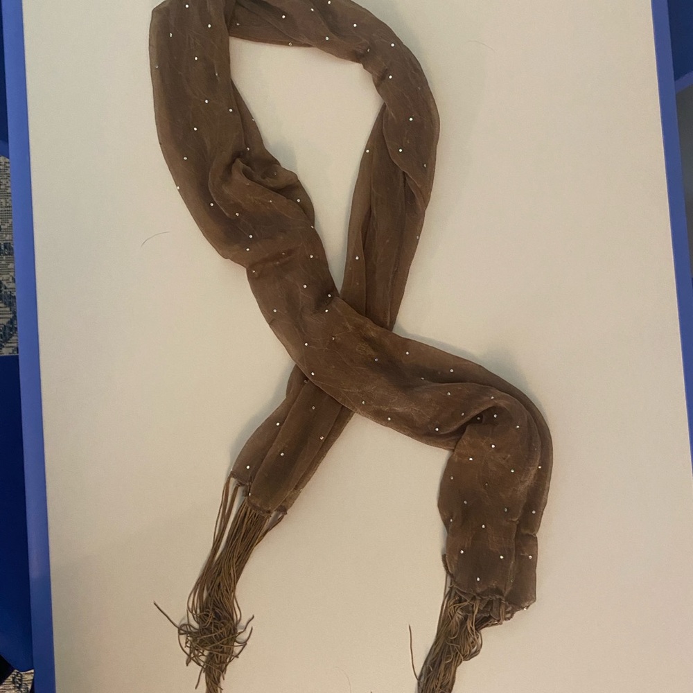 Beaded sheer brown scarf